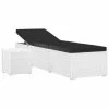 VidaXL Chaise longue et table à thé Résine tressée Blanc 1 VidaXL Chaise longue et table à thé Résine tressée Blanc -Bains de soleil Soldes image 2 46229