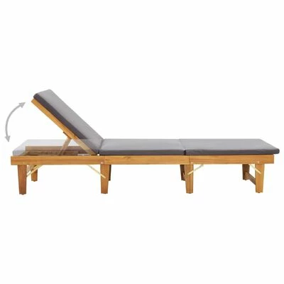 VidaXL Chaise longue pliante avec coussin Bois d'acacia solide 4 VidaXL Chaise longue pliante avec coussin Bois d'acacia solide – Image 2