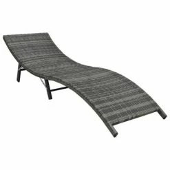 VidaXL Chaise longue pliable avec coussin Résine tressée Gris 9 VidaXL Chaise longue pliable avec coussin Résine tressée Gris -Bains de soleil Soldes image 2 47441
