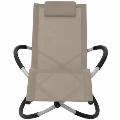 VidaXL Chaise longue géométrique d'extérieur Acier Taupe 4 VidaXL Chaise longue géométrique d'extérieur Acier Taupe – Image 2