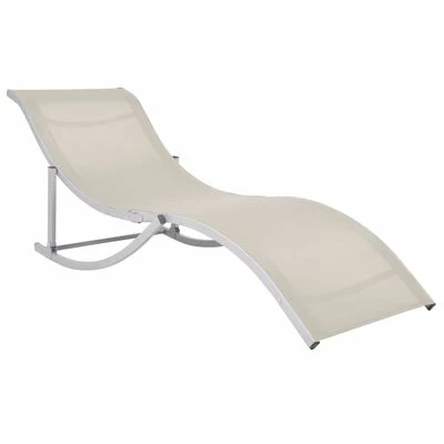 VidaXL Chaises longues pliables 2 pcs Crème Textilène 4 VidaXL Chaises longues pliables 2 pcs Crème Textilène – Image 2