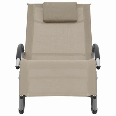 VidaXL Chaise longue avec oreiller Taupe Textilène 4 VidaXL Chaise longue avec oreiller Taupe Textilène – Image 2