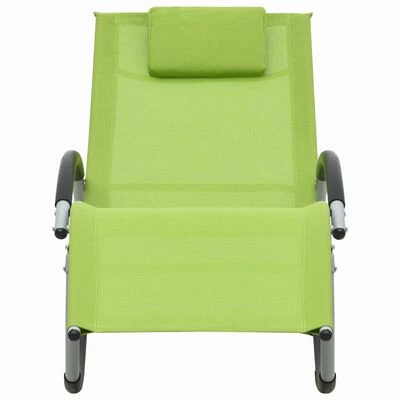 VidaXL Chaise longue avec oreiller Vert Textilène 4 VidaXL Chaise longue avec oreiller Vert Textilène – Image 2