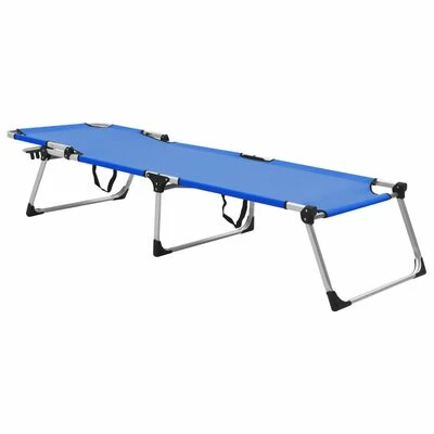 VidaXL Chaise longue pliable extra haute pour seniors Bleu Aluminium 4 VidaXL Chaise longue pliable extra haute pour seniors Bleu Aluminium – Image 2