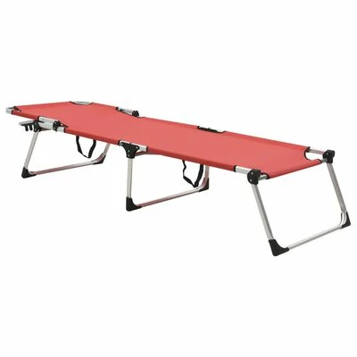 VidaXL Chaise longue pliable extra haute pour seniors Rouge Aluminium 4 VidaXL Chaise longue pliable extra haute pour seniors Rouge Aluminium – Image 2
