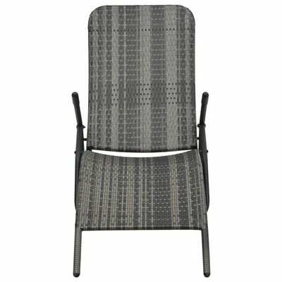 VidaXL Chaise longue pliable Résine tressée Gris 4 VidaXL Chaise longue pliable Résine tressée Gris – Image 2