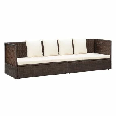 VidaXL Lit de jardin avec coussin et oreillers Résine tressée Marron 3 VidaXL Lit de jardin avec coussin et oreillers Résine tressée Marron