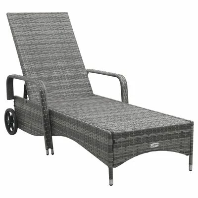 VidaXL Chaise longue avec roues Résine tressée Anthracite 4 VidaXL Chaise longue avec roues Résine tressée Anthracite – Image 2