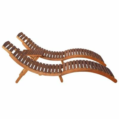 VidaXL Chaise longue avec table à thé 3 pcs Bois d'acacia massif 5 VidaXL Chaise longue avec table à thé 3 pcs Bois d'acacia massif – Image 3