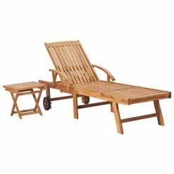 VidaXL Chaises longues 2 pcs avec table Bois de teck solide 10 VidaXL Chaises longues 2 pcs avec table Bois de teck solide -Bains de soleil Soldes image 3 3051437