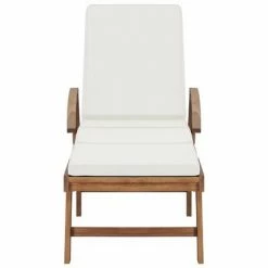 VidaXL Chaises longues avec coussins 2 pcs Bois de teck solide Crème -Bains de soleil Soldes image 3 3054633