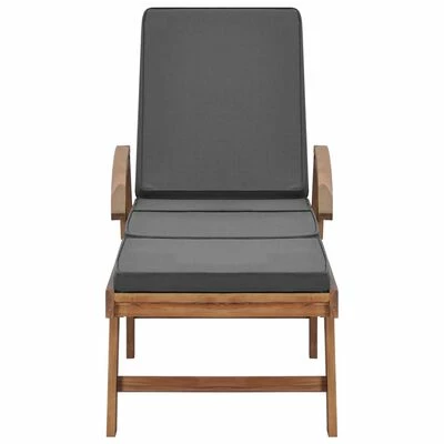 VidaXL Chaises longues et coussins 2pcs Bois de teck solide Gris foncé 5 VidaXL Chaises longues et coussins 2pcs Bois de teck solide Gris foncé – Image 3
