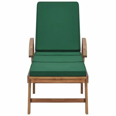 VidaXL Chaises longues avec coussins 2 pcs Bois de teck solide Vert 5 VidaXL Chaises longues avec coussins 2 pcs Bois de teck solide Vert – Image 3