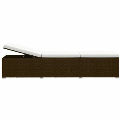 VidaXL Chaise longue de jardin table à thé 3pcs Résine tressée Marron 5 VidaXL Chaise longue de jardin table à thé 3pcs Résine tressée Marron – Image 3