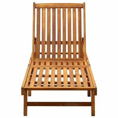 VidaXL Chaise longue de jardin avec coussin Bois d'acacia solide 5 VidaXL Chaise longue de jardin avec coussin Bois d'acacia solide – Image 3