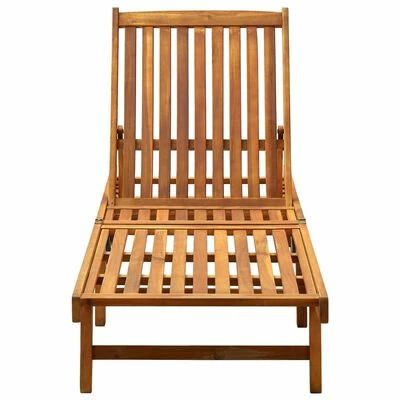 VidaXL Chaise longue de jardin avec coussin Bois d'acacia solide 5 VidaXL Chaise longue de jardin avec coussin Bois d'acacia solide – Image 3