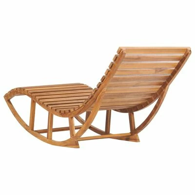 VidaXL Chaise longue à bascule avec coussin Bois de teck solide 5 VidaXL Chaise longue à bascule avec coussin Bois de teck solide – Image 3