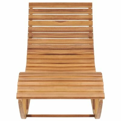 VidaXL Chaise longue à bascule avec coussin Bois de teck solide 4 VidaXL Chaise longue à bascule avec coussin Bois de teck solide – Image 3
