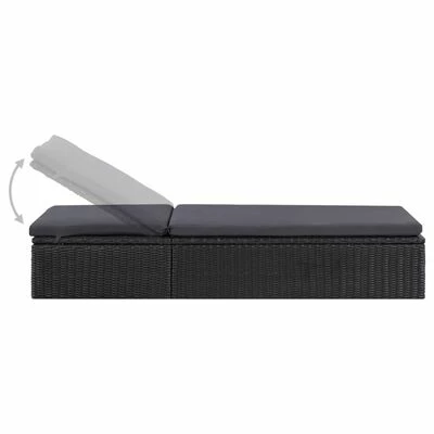 VidaXL Chaise longue Résine tressée Noir et gris foncé 5 VidaXL Chaise longue Résine tressée Noir et gris foncé – Image 3