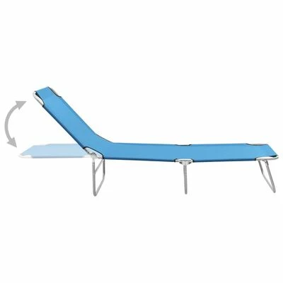 VidaXL Chaise longue pliable Acier et tissu Bleu turquoise 5 VidaXL Chaise longue pliable Acier et tissu Bleu turquoise – Image 3