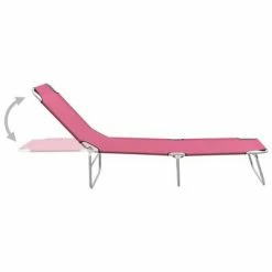VidaXL Chaise longue pliable Acier et tissu Rose 10 VidaXL Chaise longue pliable Acier et tissu Rose -Bains de soleil Soldes image 3 310330