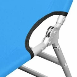 VidaXL Chaise longue pliable avec coussin de tête Acier Bleu turquoise 10 VidaXL Chaise longue pliable avec coussin de tête Acier Bleu turquoise -Bains de soleil Soldes image 3 310332