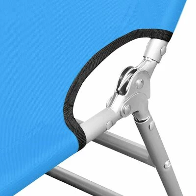 VidaXL Chaise longue pliable avec coussin de tête Acier Bleu turquoise 5 VidaXL Chaise longue pliable avec coussin de tête Acier Bleu turquoise – Image 3