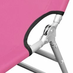 VidaXL Chaise longue pliable avec coussin de tête Acier Rose magento 10 VidaXL Chaise longue pliable avec coussin de tête Acier Rose magento -Bains de soleil Soldes image 3 310333