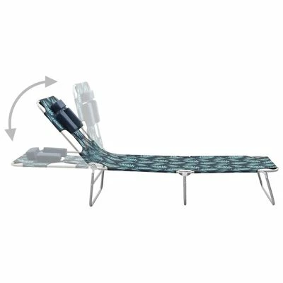 VidaXL Chaise longue avec coussin de tête Acier Motif de feuilles 5 VidaXL Chaise longue avec coussin de tête Acier Motif de feuilles – Image 3
