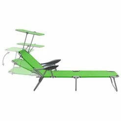 VidaXL Chaise longue avec auvent Acier Vert 10 VidaXL Chaise longue avec auvent Acier Vert -Bains de soleil Soldes image 3 310335