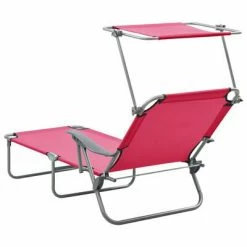 VidaXL Chaise longue avec auvent Acier Rose 10 VidaXL Chaise longue avec auvent Acier Rose -Bains de soleil Soldes image 3 310337