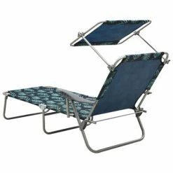 VidaXL Chaise longue avec auvent Acier Motif de feuilles 10 VidaXL Chaise longue avec auvent Acier Motif de feuilles -Bains de soleil Soldes image 3 310338