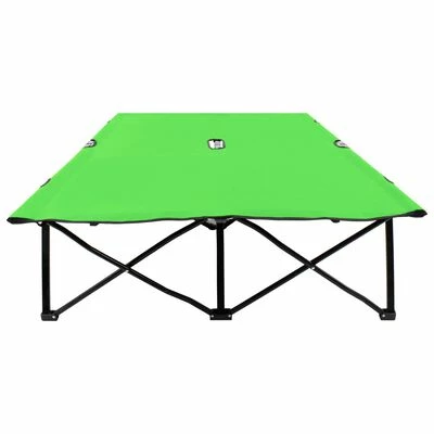 VidaXL Chaise longue pliable 2 places Vert Acier 5 VidaXL Chaise longue pliable 2 places Vert Acier – Image 3