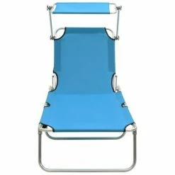 VidaXL Chaise longue pliable avec auvent Bleu Aluminium -Bains de soleil Soldes image 3 310362