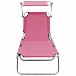 VidaXL Chaise longue pliable avec auvent Rose Aluminium 10 VidaXL Chaise longue pliable avec auvent Rose Aluminium -Bains de soleil Soldes image 3 310363