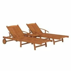 VidaXL Ensemble de chaises longues 2 pcs et table Bois d'acacia massif -Bains de soleil Soldes image 3 3104966
