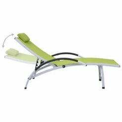 VidaXL Chaise longue Aluminium textilène Vert 10 VidaXL Chaise longue Aluminium textilène Vert -Bains de soleil Soldes image 3 310504