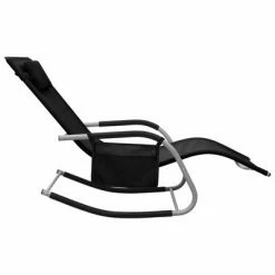 VidaXL Chaise longue Textilène Noir et gris 10 VidaXL Chaise longue Textilène Noir et gris -Bains de soleil Soldes image 3 310505