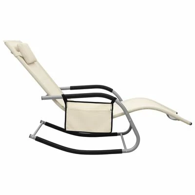 VidaXL Chaise longue Textilène Crème et gris 5 VidaXL Chaise longue Textilène Crème et gris – Image 3