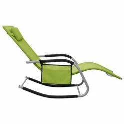 VidaXL Chaise longue Textilène Vert et gris -Bains de soleil Soldes image 3 310508