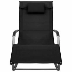 VidaXL Chaises longues 2 pcs Textilène Noir et gris -Bains de soleil Soldes image 3 310509