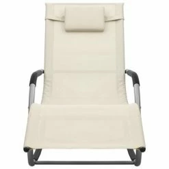 VidaXL Chaises longues 2 pcs Textilène Crème et gris -Bains de soleil Soldes image 3 310510