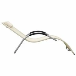 VidaXL Chaise longue Textilène Crème et gris 10 VidaXL Chaise longue Textilène Crème et gris -Bains de soleil Soldes image 3 310514
