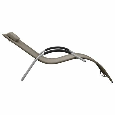 VidaXL Chaise longue Textilène Taupe et gris 5 VidaXL Chaise longue Textilène Taupe et gris – Image 3