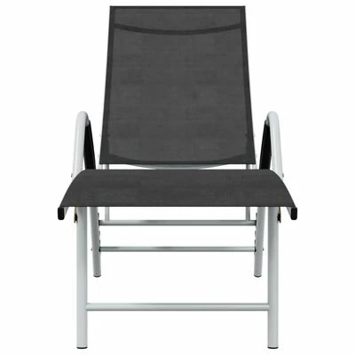 VidaXL Chaise longue Textilène et aluminium Noir 5 VidaXL Chaise longue Textilène et aluminium Noir – Image 3