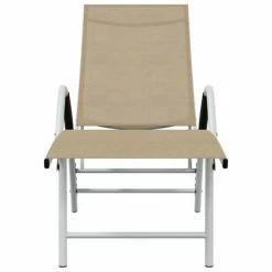 VidaXL Chaise longue Textilène et aluminium Crème 10 VidaXL Chaise longue Textilène et aluminium Crème -Bains de soleil Soldes image 3 310522