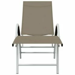 VidaXL Chaise longue Textilène et aluminium Taupe 10 VidaXL Chaise longue Textilène et aluminium Taupe -Bains de soleil Soldes image 3 310523