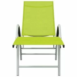 VidaXL Chaise longue Textilène et aluminium Vert 10 VidaXL Chaise longue Textilène et aluminium Vert -Bains de soleil Soldes image 3 310524