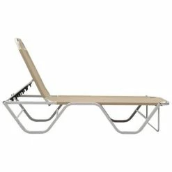 VidaXL Chaise longue Aluminium et textilène Crème 10 VidaXL Chaise longue Aluminium et textilène Crème -Bains de soleil Soldes image 3 310526