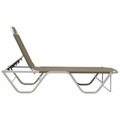 VidaXL Chaise longue Aluminium et textilène Taupe 10 VidaXL Chaise longue Aluminium et textilène Taupe -Bains de soleil Soldes image 3 310527
